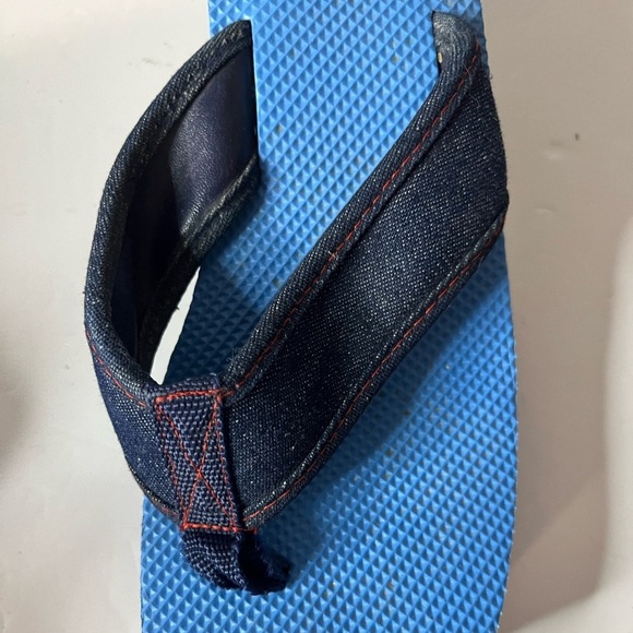 Rainbow Stripe Platform Flip Flops with Denim Straps | Approx. Size 7-7.5 - Picture 3 of 10